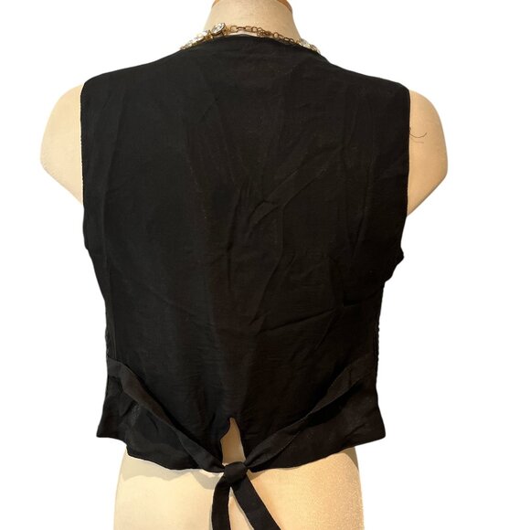 JOSEPH RIBKOFF Vest Black Vintage Silk Sequinned Size Small - Picture 7 of 13
